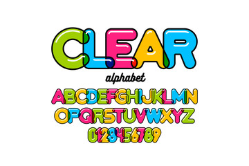Modern colorful font design, alphabet letters and numbers