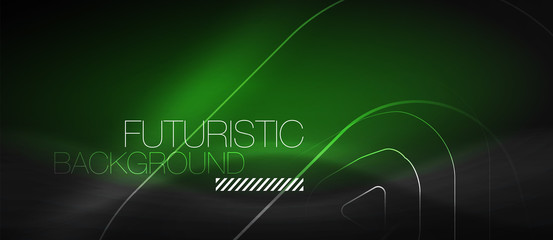 Dark black abstract background with neon colors and lines