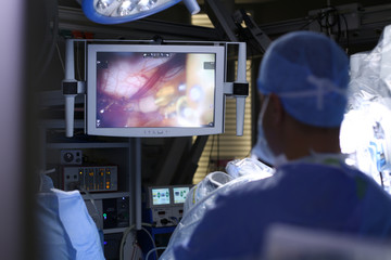 Medical robot. Medical operation involving robot. Robotic Surgery.