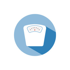 Bathroom scale color icon with shadow on a blue circle