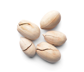 Pecan nuts on white background