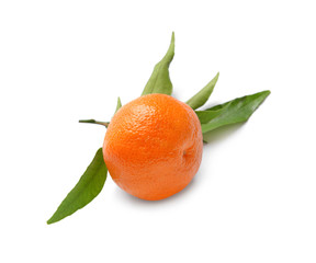 Tasty juicy tangerine on white background