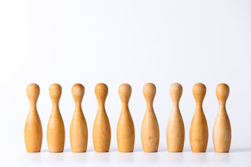 Business team uman resources concept. wooden block figures standing together.