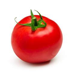 Ripe red tomato isolated on white background