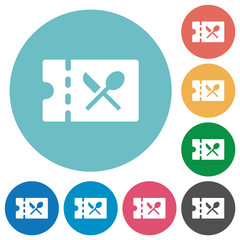 Catering discount coupon flat round icons
