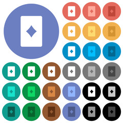 Diamond card symbol round flat multi colored icons