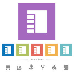 Vertical tabbed layout active flat white icons in square backgrounds