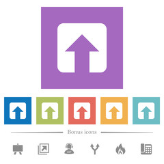 Upload flat white icons in square backgrounds
