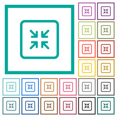 Fototapeta premium Shrink object flat color icons with quadrant frames