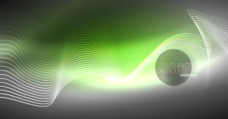 Neon lines wave background. Abstract composition