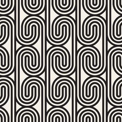 Vector seamless rounded lines mosaic pattern. Thin lines abstract design. Repeating geometric spiral shapes.