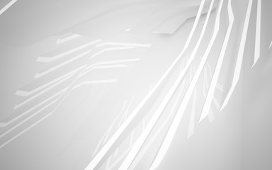 Abstract white interior of the future, with neon lighting. 3D illustration and rendering