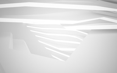 Abstract white interior of the future, with neon lighting. 3D illustration and rendering