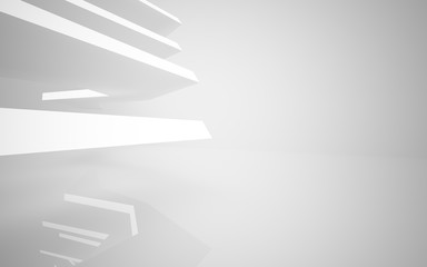 Abstract white interior of the future, with neon lighting. 3D illustration and rendering