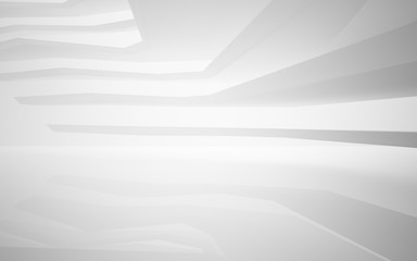 Abstract white interior of the future, with neon lighting. 3D illustration and rendering