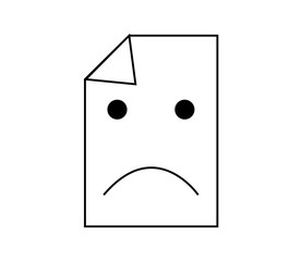 vector sad face document file isolated on white background