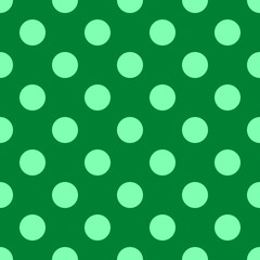 Polka dots pattern, seamless vector illustration, mint green color