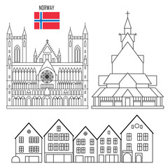 Norway set of landmark icons