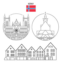 Norway set of landmark icons