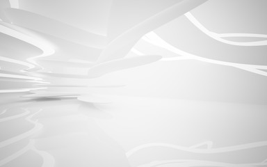 Abstract white interior of the future, with neon lighting. 3D illustration and rendering