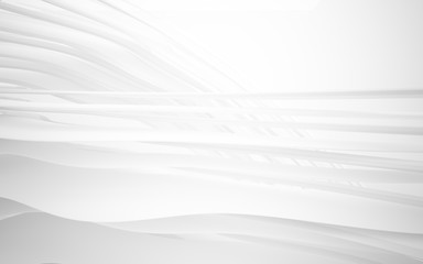 Abstract white interior of the future, with neon lighting. 3D illustration and rendering