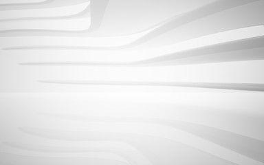 Abstract white interior of the future, with neon lighting. 3D illustration and rendering