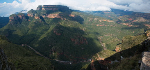 Fototapeta na wymiar Three rondavels in Blyde River Canyon Nature Reserve in South African Republic in Africa