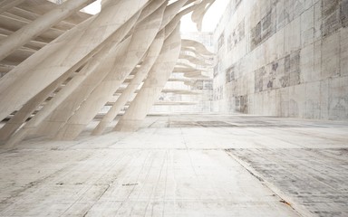 Abstract interior of concrete . Architectural background. 3D illustration and rendering 