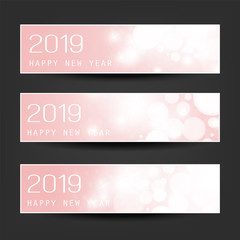 Set of Horizontal Christmas, New Year Headers or Banners - 2019