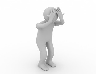 3d man headache isolated over white background