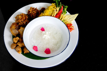 rice in ice water thai old style food