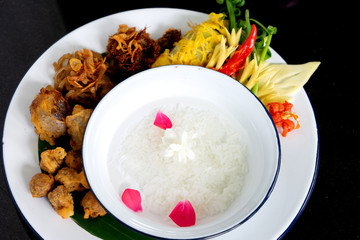 rice in ice water thai old style food