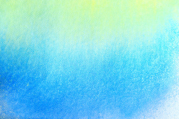 Gradient blue yellow and green watercolor background. Abstract watercolor art of paint on white paper.