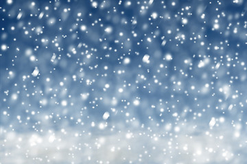 Winter christmas sky with falling snow background