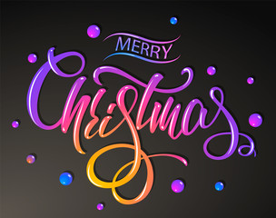 Merry Christmas. Greetings card. Colorful lettering design. Vector illustration