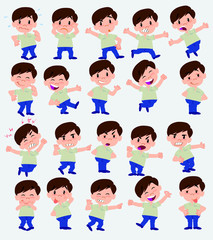 Cartoon character businessman in casual style. Set with different postures, attitudes and poses, doing different activities in isolated vector illustrations.