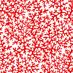 Sea corals color seamless vector pattern