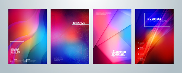 Set of business brochure cover design templates. Modern business flyer or poster with abstract colorful background