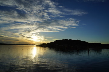 Obraz premium 涸沼の夕景