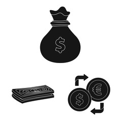 Vector illustration of bank and money sign. Collection of bank and bill vector icon for stock.