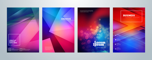 Set of business brochure cover design templates. Modern business flyer or poster with abstract colorful background