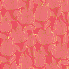 Tulips color seamless vector pattern
