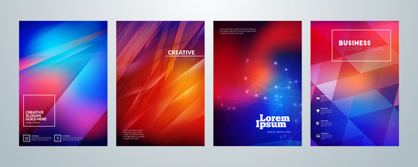 Obraz premium Set of business brochure cover design templates. Modern business flyer or poster with abstract colorful background