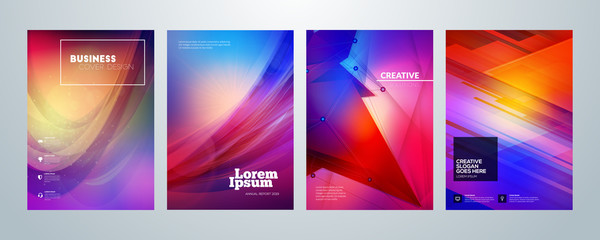 Obraz premium Set of business brochure cover design templates. Modern business flyer or poster with abstract colorful background