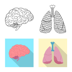 Isolated object of body and human icon. Set of body and medical stock vector illustration.