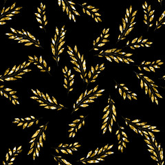 Seamless vector pattern with gold element on black background