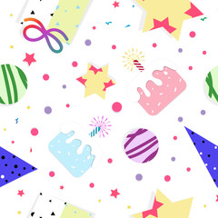 Celebration party festival seamless pattern birthday concept abstract background vector illustration