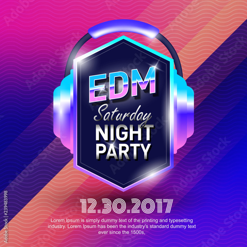 Edm Party Poster Design Electronic Music Vector Template