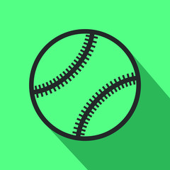 Baseball Flat ball icon Vector logo Design Template.Black on green background with shadow.