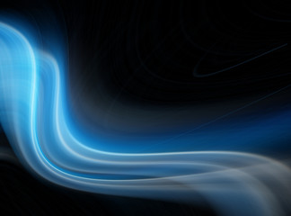 Abstract blue background, abstract lines twisting into beautiful bends